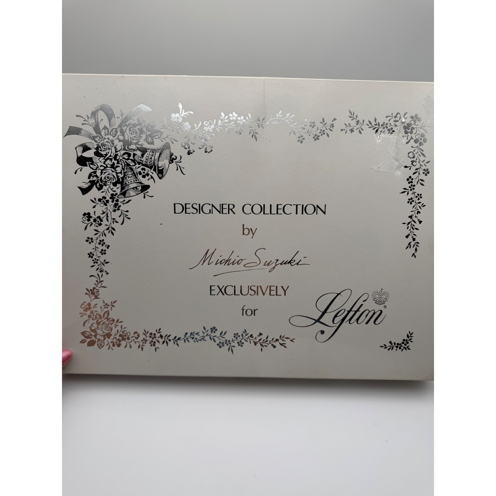 Lefton Michio Suzuki 25th Anniversary Glass Platter Silver Doves KM 05141 Japan